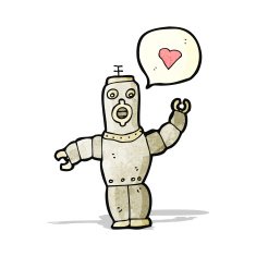 cartoon retro robot in love