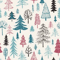 Hand Drawn Christmas Holiday Trees Pattern N2