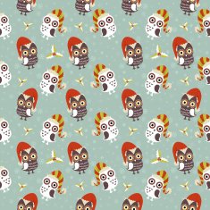Cute Christmas owl with presents seamless pattern N5