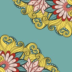 Vector Colored Floral Background Hand Drawn Texture N75