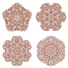 Set of four hand drawn ornaments N14