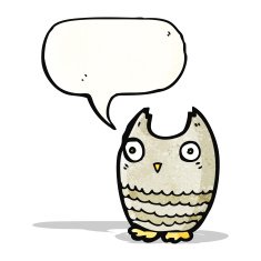 Cartoon owl with speech bubble N105