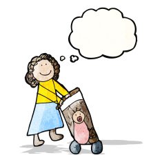 child's drawing of a mom pushing pram N2