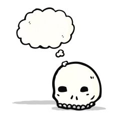 cartoon skull with thought bubble N93