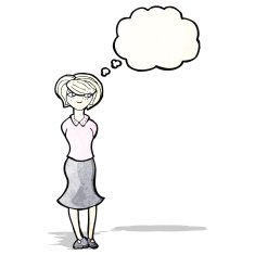 cartoon woman with thought bubble N76