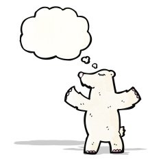 cartoon polar bear with thought bubble N68