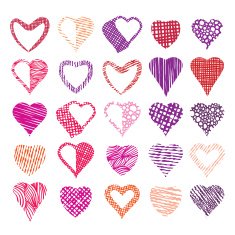 Hearts symbols vector set different shapes and textures N2