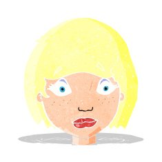 cartoon worried female face N14