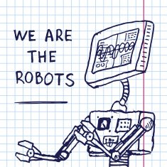 Vector hand draw robot on exersize book Eps10 N7