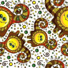 Funny monster seamless pattern Vector doodle on a colorful background N3