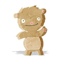 cartoon waving teddy bear N85