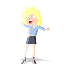 cartoon woman having trouble walking in heels N16