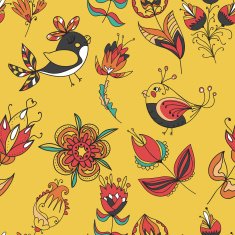 flowers and birds seamless texture pattern N14