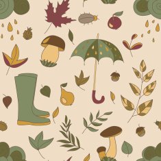 Autumn pattern Seamless texture with autumn objects