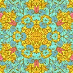 Hand drawn orange and blue greeting card N7