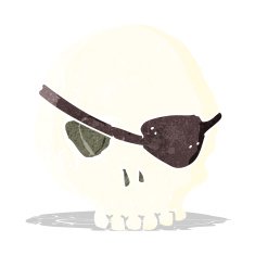 cartoon skull with eye patch N14
