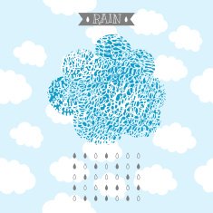 Decorative background of doodle clouds