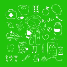 Health icons doodle ilustration woman doctor N3