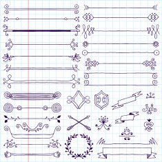 Vintage hand drawn design elements set 1 School notebook