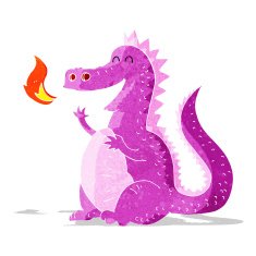 cartoon fire breathing dragon N25