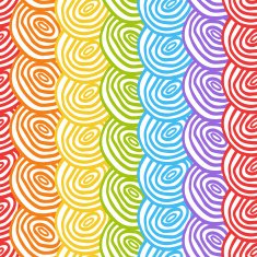 Seamless simple rainbow doodle background with circles