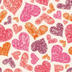 Floral Hearts Seamless Pattern Background