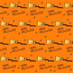 Happy Halloween Seamless pattern with witches' broom Trick or treat N2