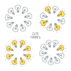 Hand drawn frame of light bulbs Idea symbol