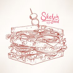 sketch of delicious sandwich