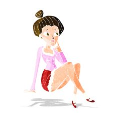cartoon attractive woman sitting thinking N14