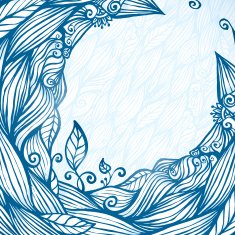 Blue hair waves doodle circle frame