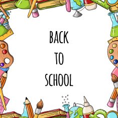 seamless frame border with school icons
