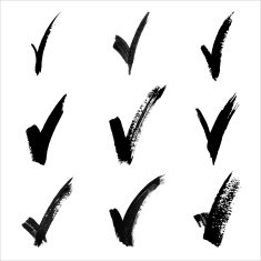 Hand made black acrylic validation V icons set N6