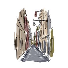 Sketch of old spanish street for your design
