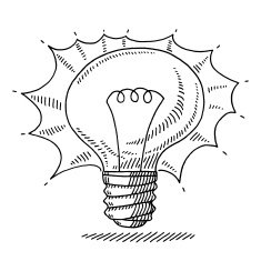 Bright Lightbulb Idea Symbol Drawing