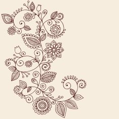 Henna Mehndi Paisley Flower Vine Doodle