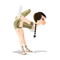 cartoon viking girl bowing N12