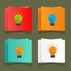 Set of simple icons flat color light bulbs N3