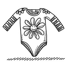 Baby Bodysuit Clothing With Flower Drawing