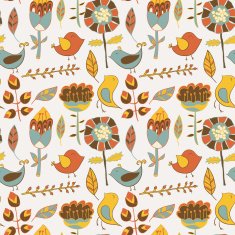 Seamless texture with flowers and birds N5