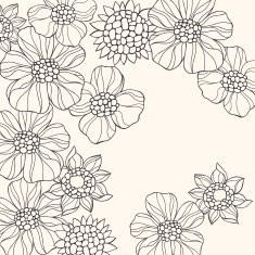 Outlined Flowers Vector Illustration