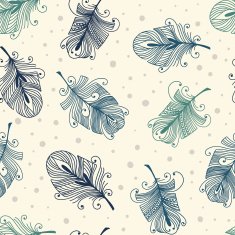 Pattern with hand-drawn feathers N24