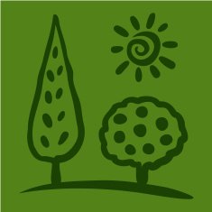 Sketch tree and sun on green background
