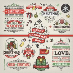 Hand Drawn Christmas Labels & Badges N3