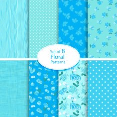 Set of eight seamless floral backgrounds