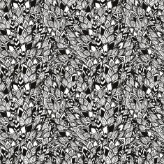 Spring seamless pattern with doodle leaves