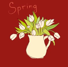 vector hand drawn sketch vase with tulips