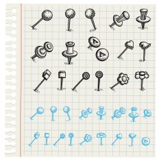Hand drawn thumbtacks