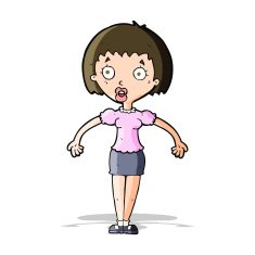 cartoon confused woman shrugging shoulders N15