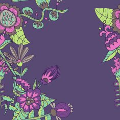 border with abstract hand-drawn flowers N4